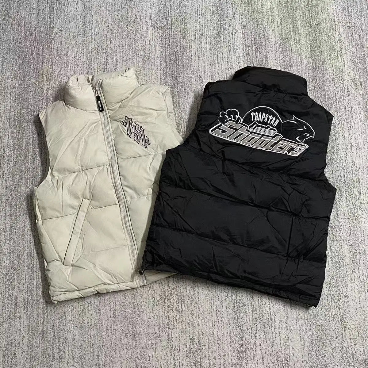 Autumn winter American style warm cotton jacket large T-tag sleeveless stand up collar embroidered men women outerwear coat