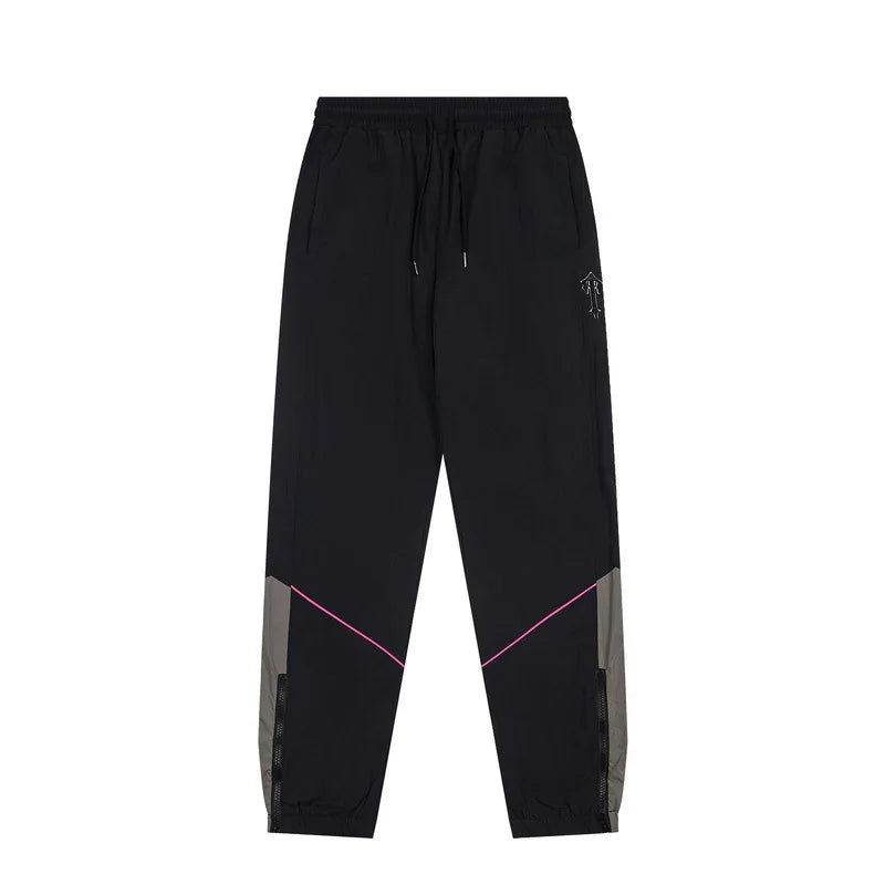 Trapstar Windproof Sport Color Block 3D Letter Embroidery Jacket Set Loose Zipper Outerwear Casual Long Pants Unisex