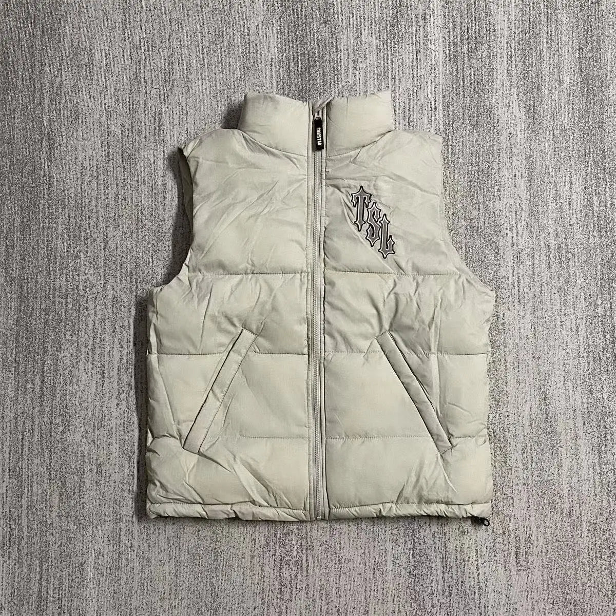 Autumn winter American style warm cotton jacket large T-tag sleeveless stand up collar embroidered men women outerwear coat