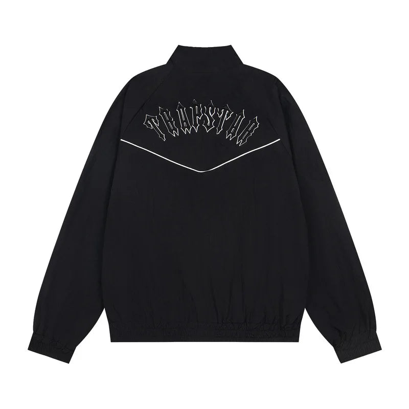 Trapstar Windproof Sport Color Block 3D Letter Embroidery Jacket Set Loose Zipper Outerwear Casual Long Pants Unisex
