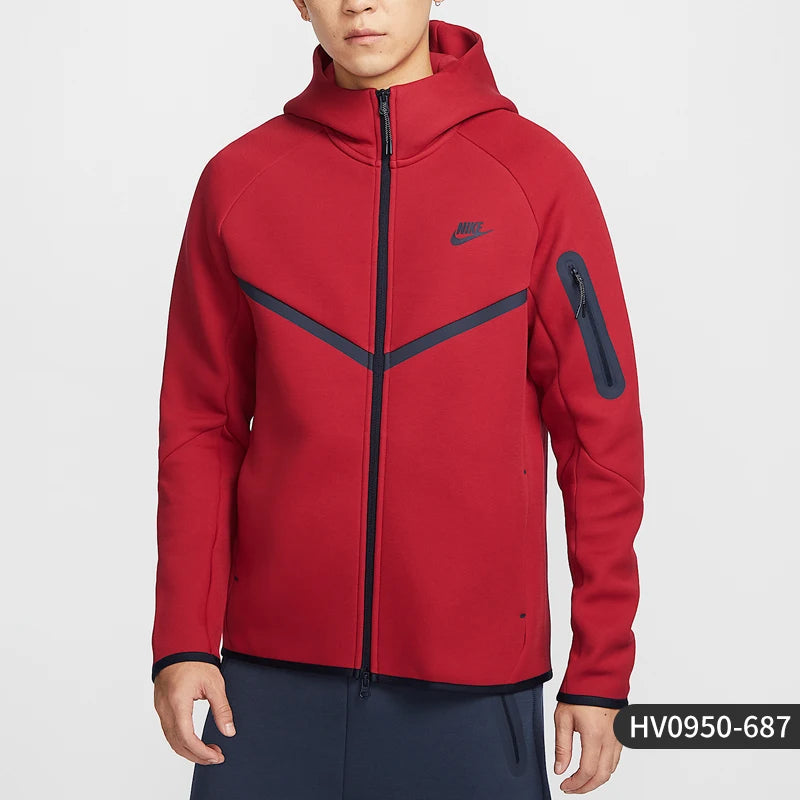 Nike Official Authentic Autumn New Men's Knitted Warm Hooded Patchwork Jacket HV0950-687