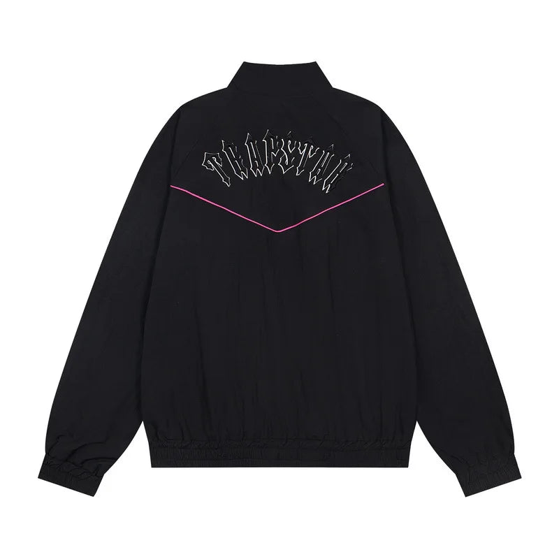 Trapstar Windproof Sport Color Block 3D Letter Embroidery Jacket Set Loose Zipper Outerwear Casual Long Pants Unisex