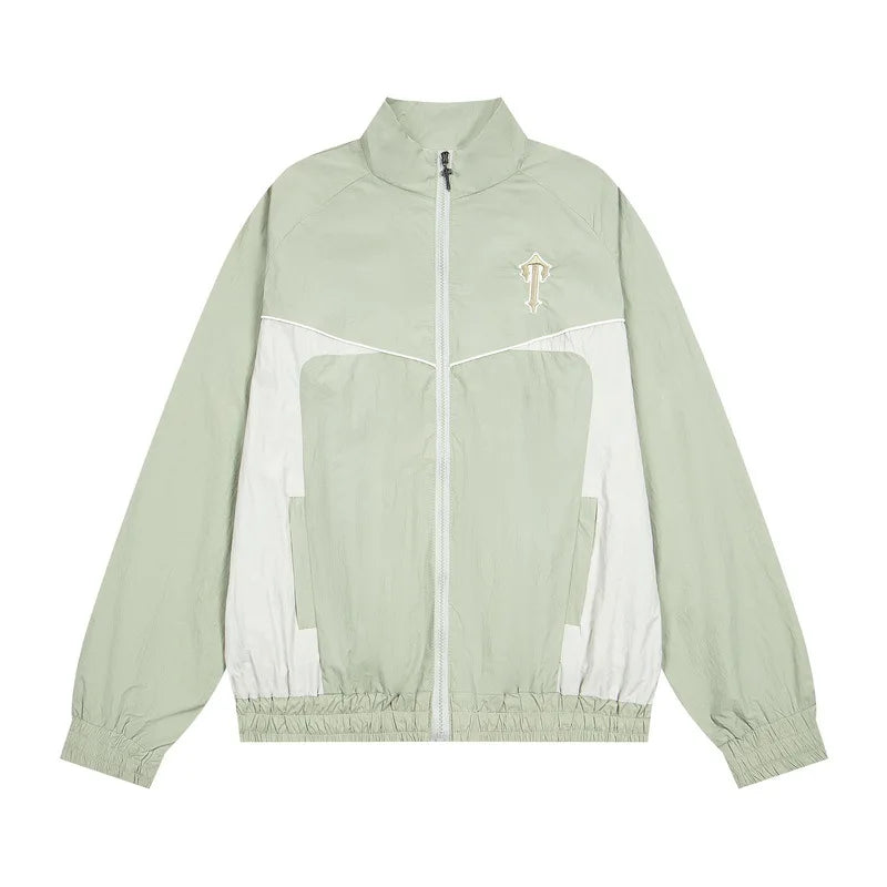 Trapstar Windproof Sport Color Block 3D Letter Embroidery Jacket Set Loose Zipper Outerwear Casual Long Pants Unisex