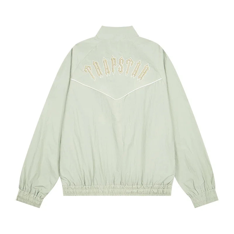 Trapstar Windproof Sport Color Block 3D Letter Embroidery Jacket Set Loose Zipper Outerwear Casual Long Pants Unisex