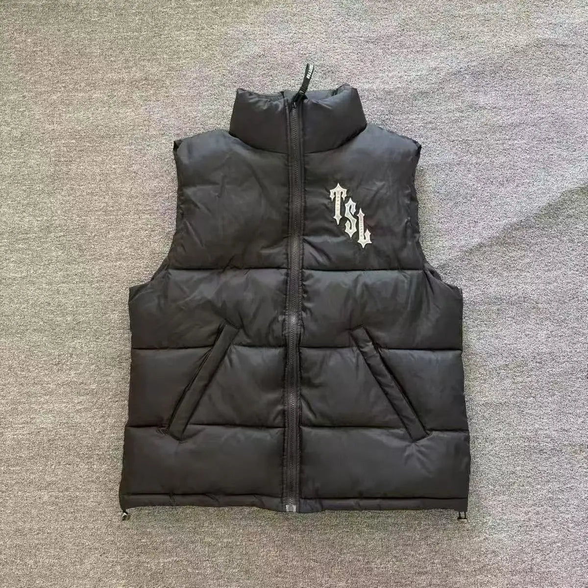 Autumn winter American style warm cotton jacket large T-tag sleeveless stand up collar embroidered men women outerwear coat