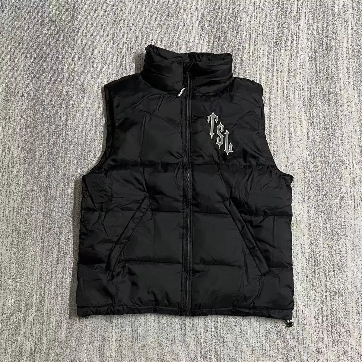 Autumn winter American style warm cotton jacket large T-tag sleeveless stand up collar embroidered men women outerwear coat